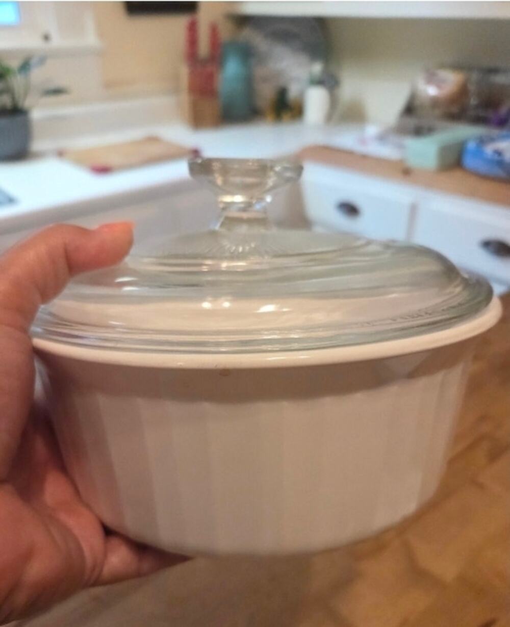 VNG CorningWare French White F-5-B Casserole Dish 1.6L Pyroceram with Lid USA